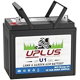 UPLUS U1 Riding Lawn Mower Battery, 12V 320CCA Garden Tractors Battery Maintenance Free AGM Batteries, Fit for John Deere, Cub Cadet, Husqvarna, Craftsman, Toro, Ariens, Poulan Pro and Troy-Bilt