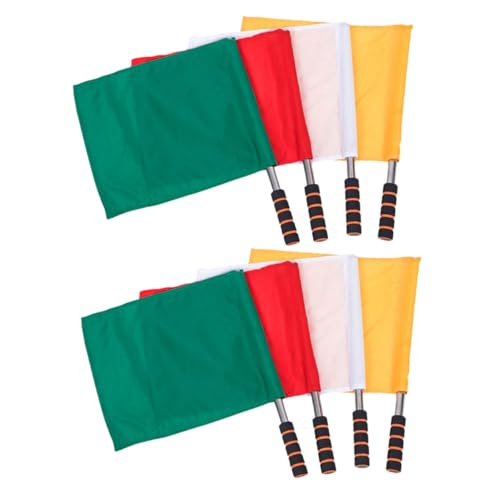BCOATH 8pcs Linesman Referee Flag Set Soccer Signal Flags Bright Colors Handheld for Soccer Referees Competition Signal for Field Games