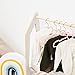 Montessori Clothing Rack for Toddler Furniture Wooden Wardrobe Shelf Clothes Kids Birthday Gift Dress up Wood Display Baby Storage Child Size Children Girl Boy Room Decor (Dark Walnut)