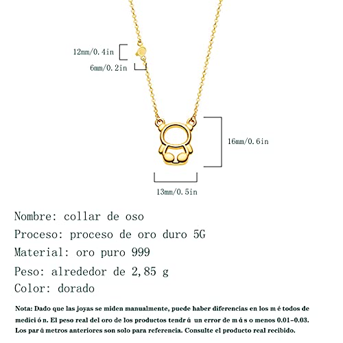 Certificação de segurança Ouro puro 999 sobre lindo ursinho de pelúcia Comprimento do colar: 45 cm (