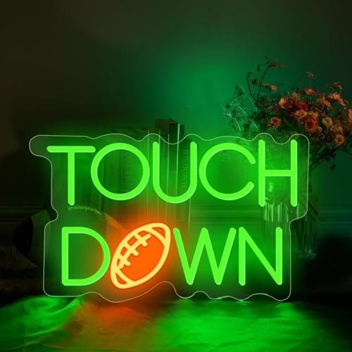 Image of Football Touch Down Neon Sign for Wall Decor, LED Signs, Shaped Neon Light Rugby Lights for Man Cave, Teens, Boys, and Girls' Bedrooms and Game Rooms Decor Fans Present