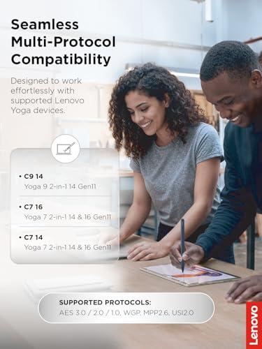 Image of Lenovo Yoga Pen 2 with Magnetic Pen Case, AES 3.0 Stylus with 8192 Pressure Levels, USB C Rechargeable, Tilt Detection, Multi Protocol Support for Lenovo Yoga 2 in 1 PCs, Cosmic Blue