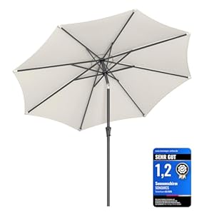 SONGMICS Sonnenschirm 300 cm UPF 50+ Strandschirm beidseitig 30° klappbar Sonnenschutz mit Kurbel Öffnen/Schließen für Terrasse, Balkon, Pool, ohne Ständer, beige GPU30BE
