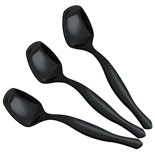 Choice Serving Spoons, Black, Heavy Duty and Disposable Plastic (Pack of 12 Spoons)