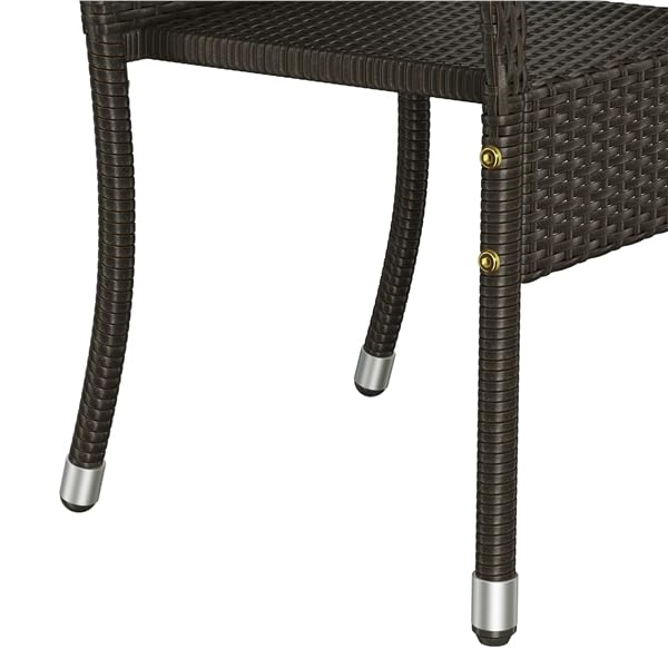 Yaheetech Sillas Jardín Exterior con Reposabrazos y Respaldo, Sillas Terraza Exterior Sillas de Balcón con Patas Ajustables para Jardín Balcón Terraza (3, Marrón)