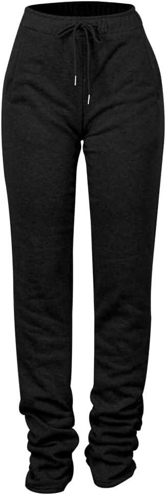 Lucuna Womens Stacked Fleece Sweatpants Sherpa Lined Thicked Warm Athletic Active Jogger Ruched Lounge Pants - Image 4