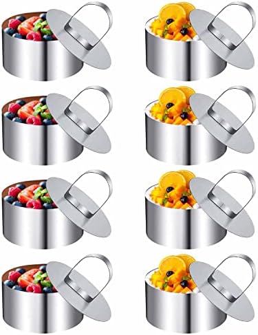 Moule Mousse Gâteau 6 Cercles à Pâtisserie En Acier Inoxydable - Emporte- Pièces Ronds 8cm - Avec Poussoirs Pour Gâteaux Et Desserts Cercles à Gâteau