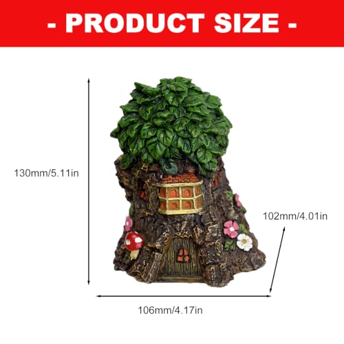 Maison d'arbre féerique figurine en résine aux détails d'écorce peints - 4