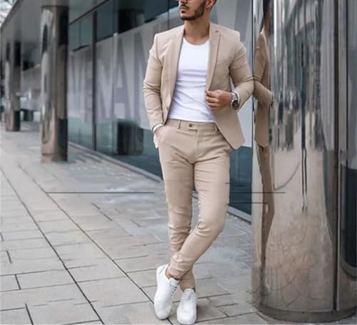 Generic Mens Suits Set Slim Fit Groom Tuxedo Mens Wedding Suit Bridegroom Male Blazer Jacket Pants Clothing 2Pcs Sets2