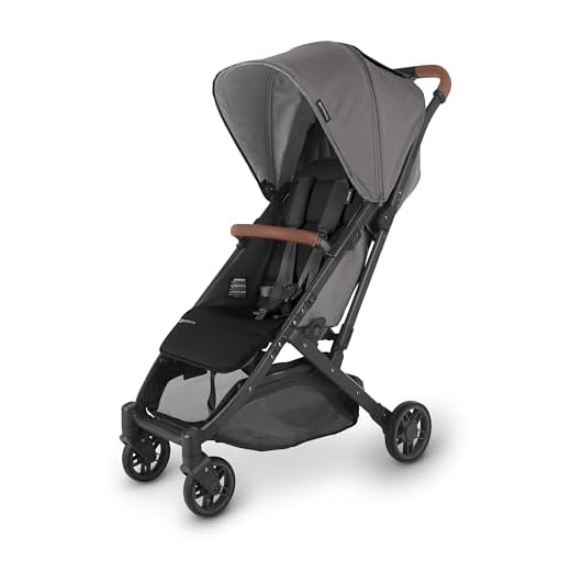 UPPAbaby Minu V2 Travel Stroller Lightweight, Portable Design One-Hand Fold Shoulder Strap and Leather Bumper Bar Included Greyson (Charcoal Mélange/Carbon Frame/Saddle Leather)