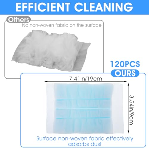 Wanmu 120 Pcs Duster Refills, Electrostatic Disposable Dusters Refills Compatible with Duster, Bulk Heavy Duty Dusters Refill for Blinds Ceiling Fans Furniture Multi-Surface Dusting, Unscented