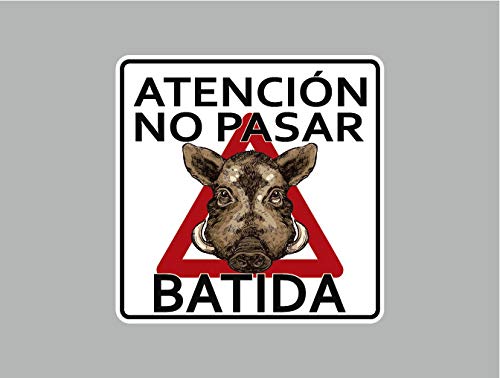 Oedim Pack 10 Señal de Atencion No Pasar Batida Jabalí | 40x40cm | Finca Privada, Coto Privado, Caza Activa | Señaletica en Material Aluminio Blanco Resistente de 3mm | Duradera y Económica