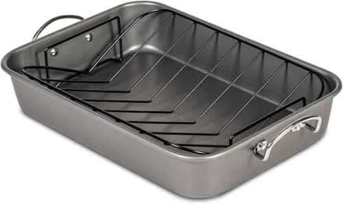 Image of Glad Roasting Pan Nonstick 11x15 - Heavy Duty Metal Bakeware Dish with Rack - Large Oven Roaster Tray for Baking Turkey, Chicken, and Veggies (Pack of 6)