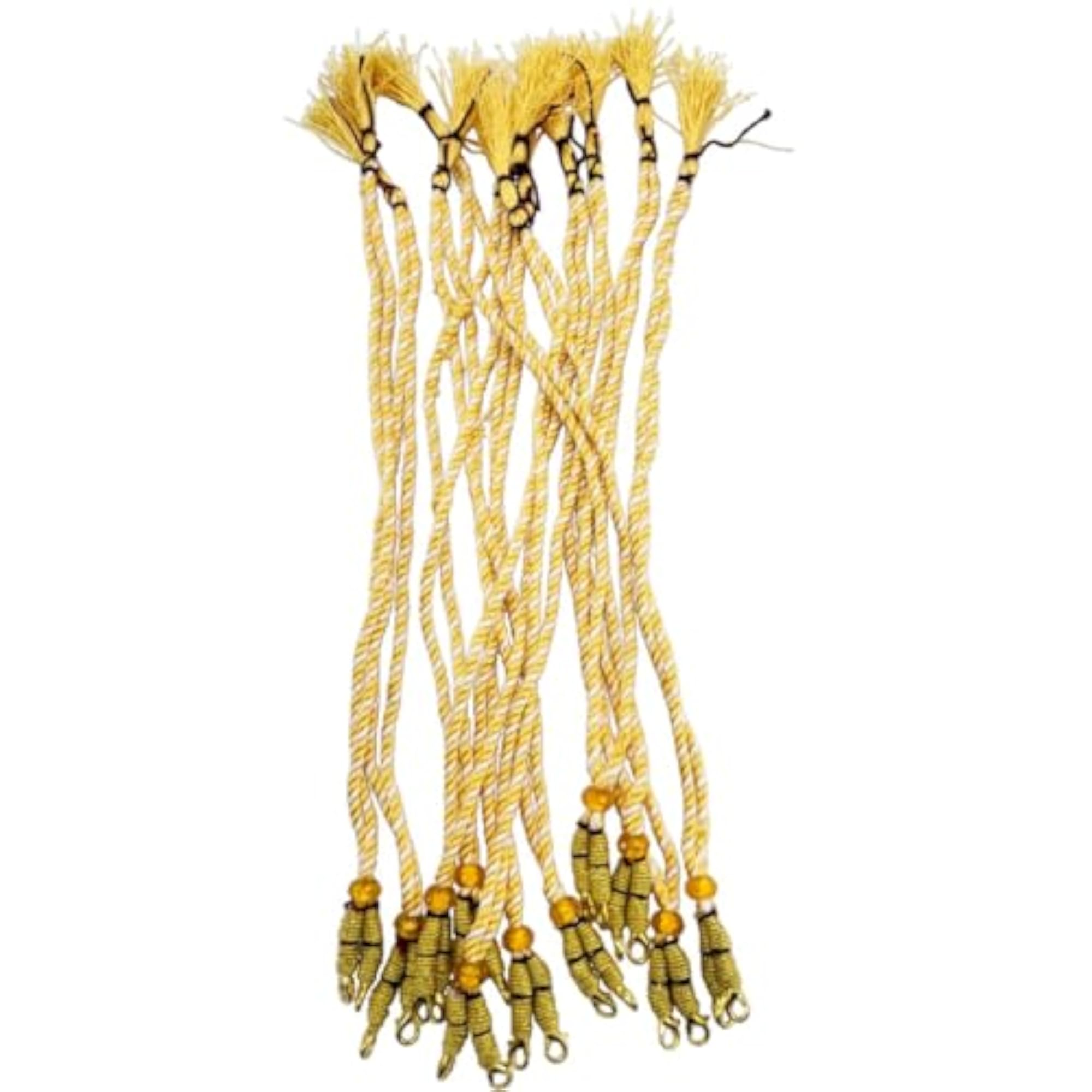 4pc Yellow White Adjustable Necklace Dori with Hooks for Ethnic & Bridal Wear