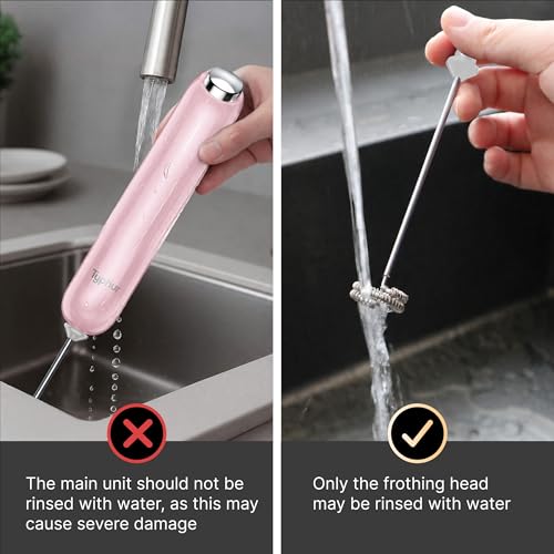 Image of InstaWhisk Milk Frother with Variable Speed, Rechargeable Coffee Frother Wand with Detachable Double Whisk, Handheld Electric Stirrer for Latte, Cappuccino, Matcha, Almond Milk, Protein, Pink