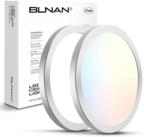 BLNAN LED Flush Mount Ceiling Light Fixture, Super Slim 9 Inch LED Ceiling Light, 3000K/4000K/5000K 3 Color Selectable Ceiling Lamp - Round Flat Light Fixture for Kitchen Bathroom Shower