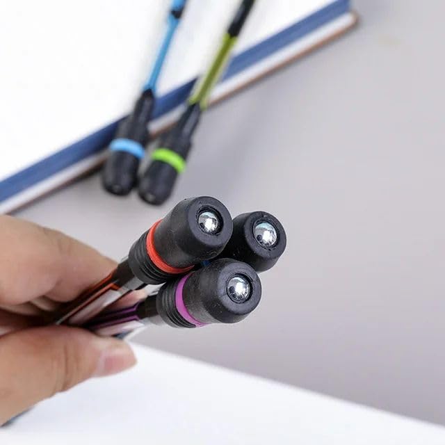 Image of 4 Pieces Spin Cool Pens, Rolling Finger Spin Game Pens with Weighted Ball, Non-Slip Stationery Set with Refills, Black Ink for Students, Entertainment,