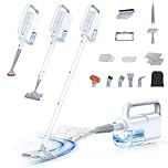 10-in-1 Steam Mop with Detachable Handheld Steamer, 350ml Tank, 10s Heat-Up, 248°F Steam Cleaner, 3-Level Control and Swivel Head for Floors, Carpets, Tiles, BBQ grill and Multi-Surface