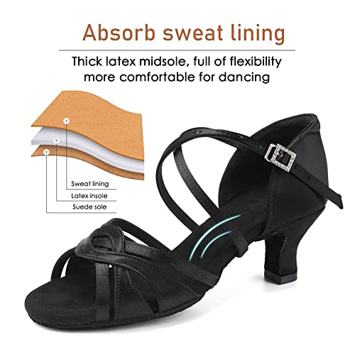Women's Latin Dance Shoes Silk Satin Open Toe Professional Ballroom Tango Salsa Dance Practice Performance Dance Heels3