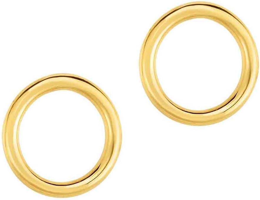 Ritastephens 14k Solid Yellow Gold Shiny Open Circle Stud Earrings