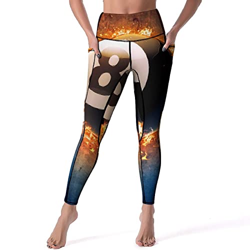 Abstract Billiard With Empty Space Yoga Pants With Pockets For Women High Waist Workout Leggings Tummy Control Xl #TOP6
