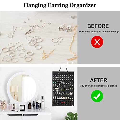 Earring Organizer, Hanging Earring Holder For Wall, Stud Earring Enamel Pin Holder Display Storage, Soft Material Jewelry Organizer Hanging For Women Girls Holds Up To 300 Pairs (Black) #TOP3