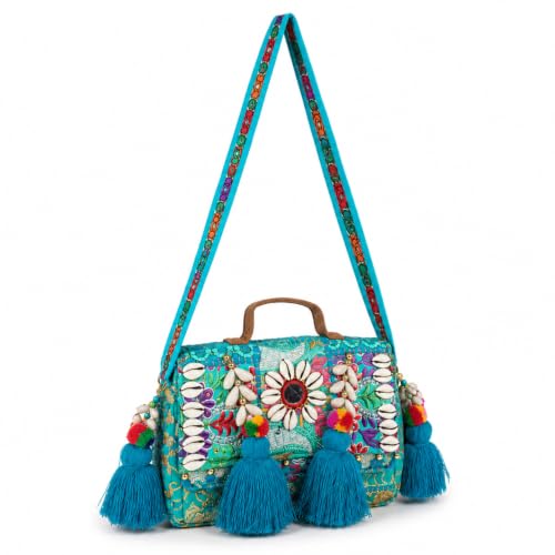 Image of MOMISY Handicraft Handmade Cotton Ethnic Rajasthani Embroidered Banjara Bags for Women Sling Clutch with Handle Purses for Ladies Girls