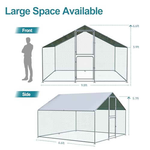 Airynee Large Chicken Coop, Chicken Coops for 10 Chickens, Chicken Runs for Yard with Water Poof & UV Resistance Cover, Chicken Coop Run with Double Lockable Doors for Outdoor Backyard Farm Use