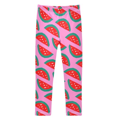 Girls' Leggings Ankle Length Printed Leggings Fresh Ripe Watermelon Slice Soft Comfortable Pants for Kids 4-10 Years