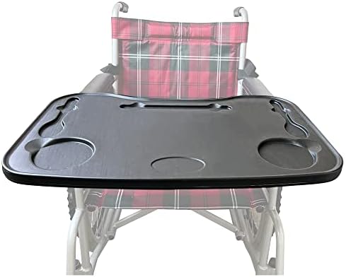 JIANXING Wheelchair Tray with Tableware Slot , Detachable Wheelchair Table with Cup Holder for Eating, Reading, Resting, Wheelchair Accessories ,Fits Wheelchair Arms of 16" to 20"