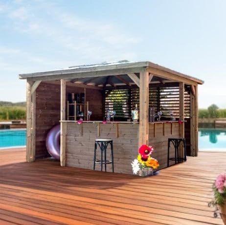 Abri De Piscine 12.32m² Bois Traité - THB3535.CCVB