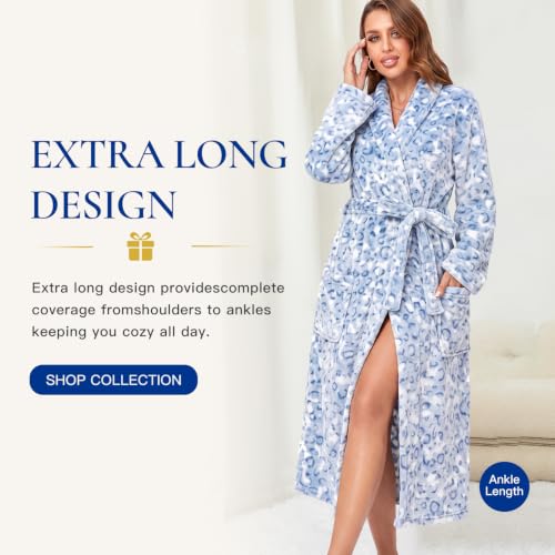 Image of RONGTAI Womens Bathrobe Ladies Fleece Plush Warm Long Robes Fleece Nightgown Sleepwear