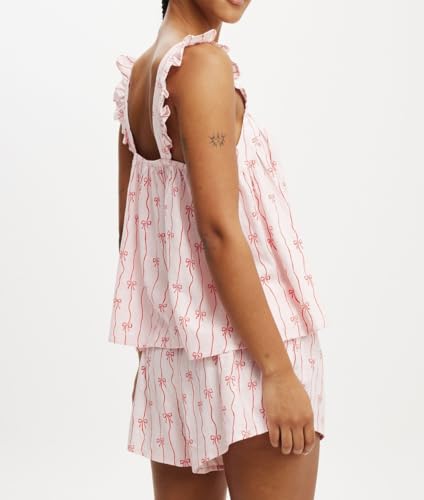 Image of ROAONOCOMO Women Floral Pajama Set Ruffle Babydoll Cami Top Coquette Pj Set Gingham 2 Piece Shorts Outfit Bridal Loungewear