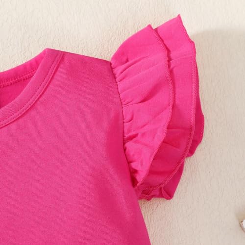 Image of LYSMuch Toddler Girls Short Sleeve Ruffle Basic Blouse | Size 2T-14Y Girls Summer Tops,Solid Kids Casual Clothes