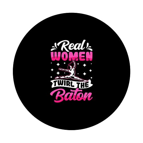 Twirler Majorettes Real Woman Twirl the Baton Twirling PopSockets Swappable PopGrip, Black - Image 3