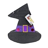 APINATA4U Black & Purple Witch Hat Pinata, Halloween Birthday Party Decoration, Holiday Celebration Party Supplies, Handmade Witch Hat Pinata, Birthday Supplies, 20 X 16 X 4 Inches