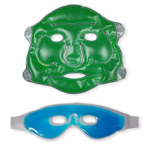 Image of Aqua Ice Face & Eye Cooling Gel Pad and Aloe Vera Gel Mask Ice Pack for Face and Eye Patches Remove Dark Circles, Fatigue Cool Eyes Patch Pads Eye Care | Facial Skin Refresh Face Mask for Hot & Cold Therapy (Aloe Face Mask, Blue Hole Eye Mask)