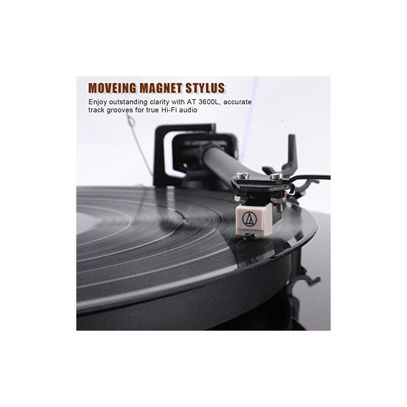 ANGELS HORN Turntable, Vinyl Record Player, Builtin Phono Preamp, Belt