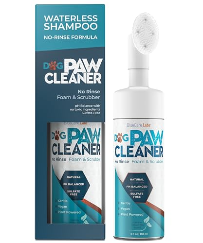 Dog Paw Cleaner for Dogs Paw Washer No Rinse Waterless Dog Shampoo for Sensitive Skin & Dry Itchy Paw Relief for Large Dog Washing Brush for Small Dogs Cat Paw Cleaner Foot Washer Organic Foam 5fl oz.