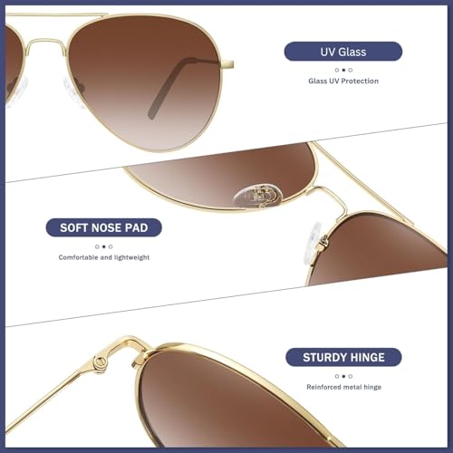 Image of Full Rim Pilot Sunglasses| Glass And 100% Uv Protected | Men & Women