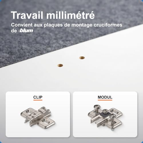 BLUM Jauge de perçage pour plaques de montage CLIP top BLUMOTION, CLIP top, MODUL, charnières d'armoires et de meubles, avec alésage de 5 mm, orange, plastique/acier – vue 2