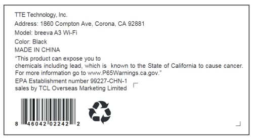 Tcl Breeva A3 Smart Air Purifier With 5-Stage Clean, True Hepa (H13), Removes 99.97% Of Dust/Bacteria/Odors & More, App & Voice Control, Auto Shield, Ultra-Quiet, Black (A315B) #TOP6