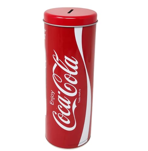 Hucha Coca Cola de hojalata de metal que se puede abrir y reutilizar también como porta pajitas, 23 x 8,5 cm, idea regalo
