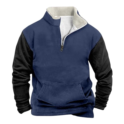 Men's Quarter Zip Sherpa Sweatshirt 2025 Navy 3X-Large
