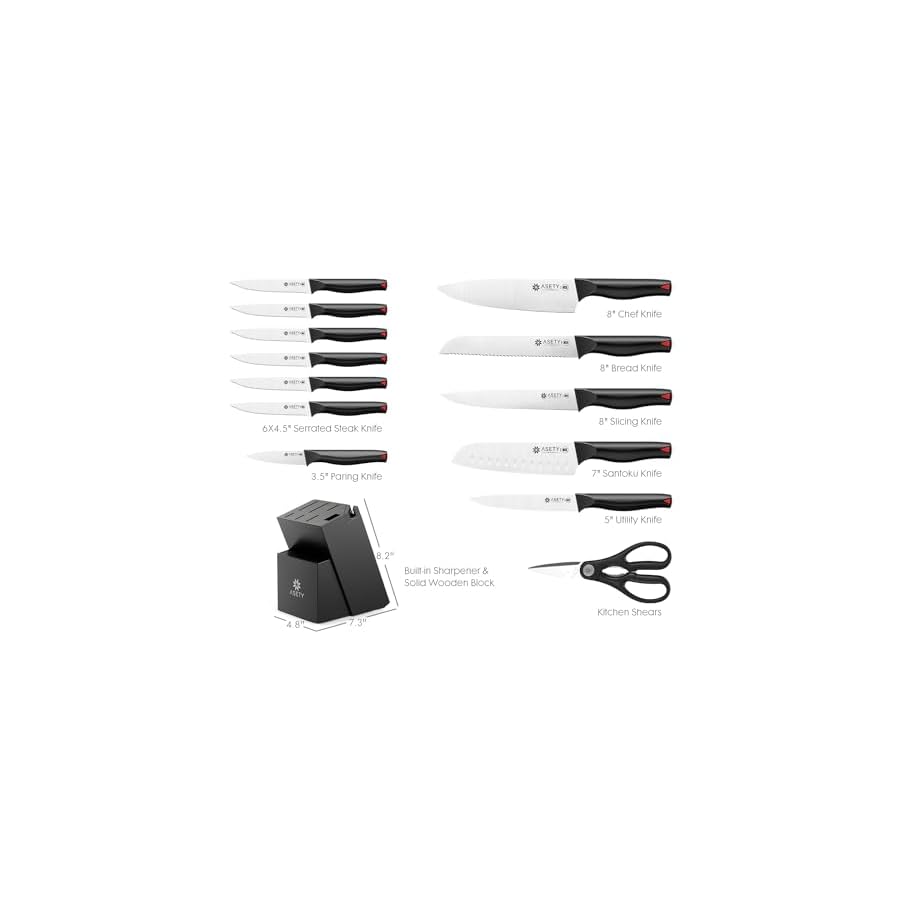Knife-Set-15-PCS-Kitchen-knife-Set-with-Bulti-in-Sharpener-Block-High-Carbon-Stainless-Steel-Knife-Block-Set-NSF-Food-Safe-Dishwasher-Safe-Knife-Sets-for-Kitchen-Black-Elegant-Box ASETY Knife Set, 15 PCS Kitchen knife Set with Bulti-in Sharpener Block, High Carbon Stainless Steel Knife Block Set, NSF Food Safe, Dishwasher Safe Knife Sets for Kitchen, Black, Elegant Box