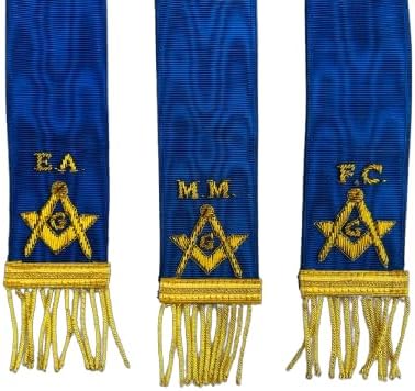 Masonic Bible Markers Hand Embroidered Royal Blue Ribbon & Gold Bullion Threads