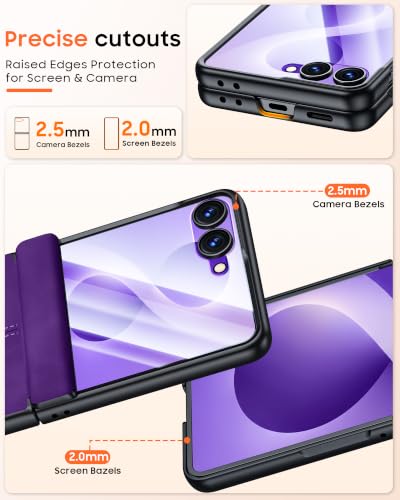 Image of for Galaxy Z Flip 8 Case with Hinge Protection & Screen Protector | Ultra-Thin PU Leather Matte PC Shockproof Cover, Slim Protective Phone Case for Galaxy Z Flip 8-Purple