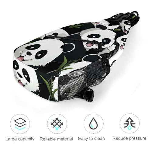 Mochila bandolera deportiva con patrón de panda blanca miniatura 5