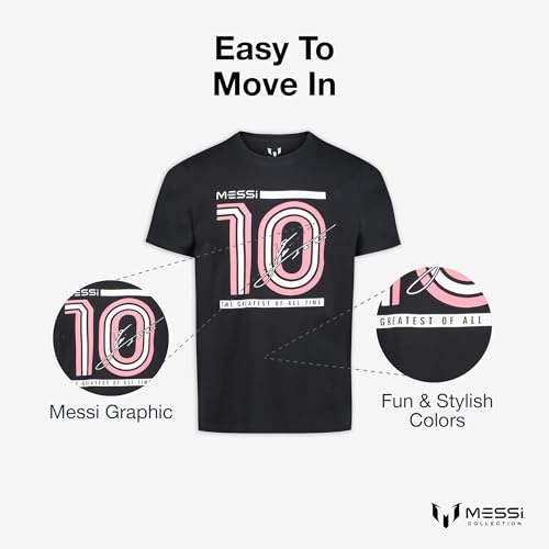 Image of Messi Boys' Lifestyle Short Sleeve T-Shirt, Slim-fit Graphic Tee, Cotton Blend Fabric