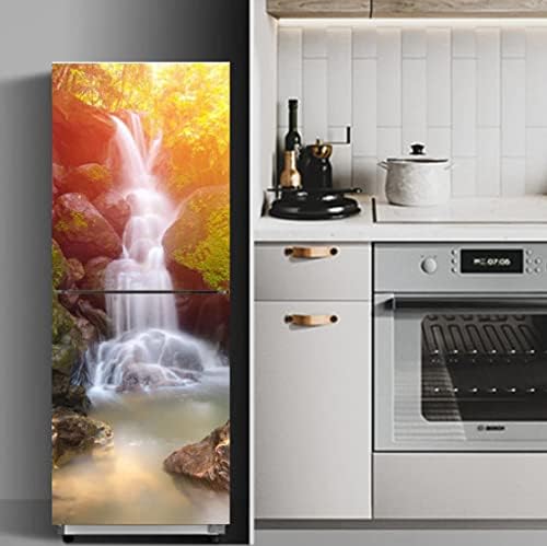 ydmxll Mountain Stream Fridge Stickers Refrigerator Cover Door Landscape Vinyl Adhesive Kitchen Furniture Decor Wrap Freezer Sticker